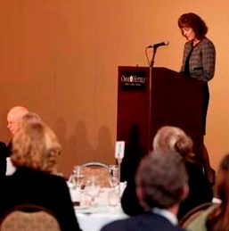 Executive Director and General Counsel Colleen Murphy reflects on the FOIA’s history during the dinner celebrating the 35th anniversary of the FOIA, on November 18, 2010, in New Haven.