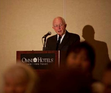 Former FOIC Chairman Attorney Andrew O’Keefe offers remarks during the dinner celebrating the 35th anniversary of the FOIA, on November 18, 2010, in New Haven.