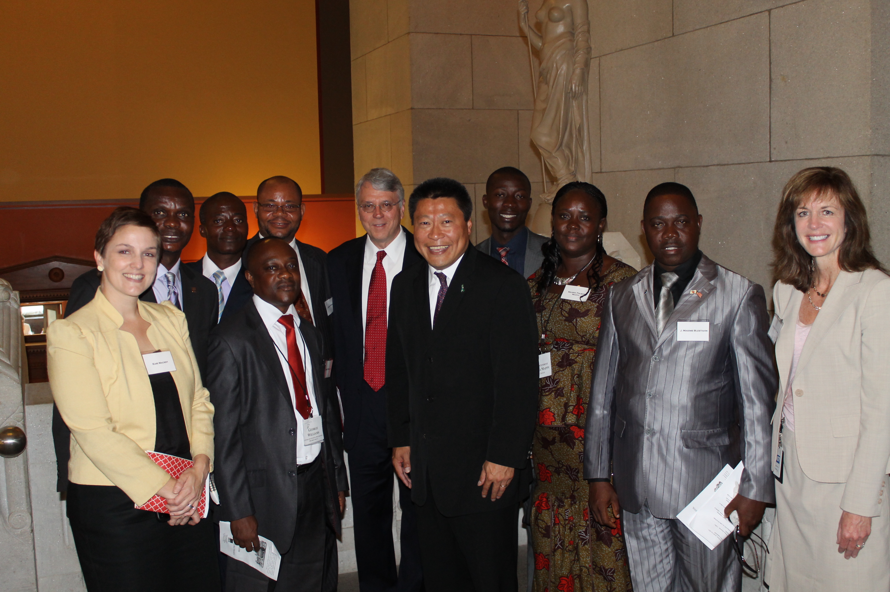 State Representatives Ed Jutila and Tony Hwang (center) met with a group of Liberian governmental officials during their visit to study Connecticut’s open government laws on June 3 -4 2013.