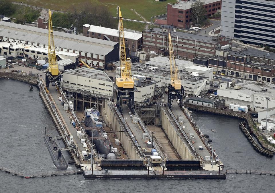 General Dynamics Electric Boat in Groton is seen from the air on May 17, 2016,