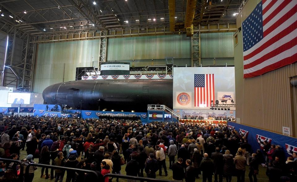 Hundreds gather as General Dynamics Electric Boat christenes the Colorado Dec. 3, 2016