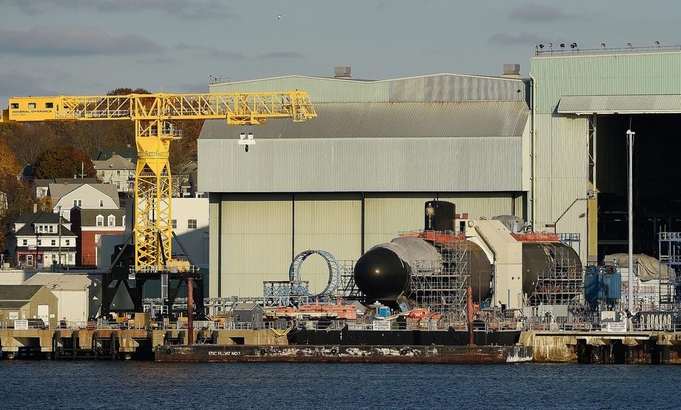 The hull of the attack submarine South Dakota under construction at Electric Boat in Groton Nov. 17, 2016.