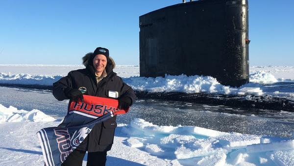 U.S. Sen. Chris Murphy shows his UConn pride this weekend after taking a trip on the USS Hartford beneath the Arctic