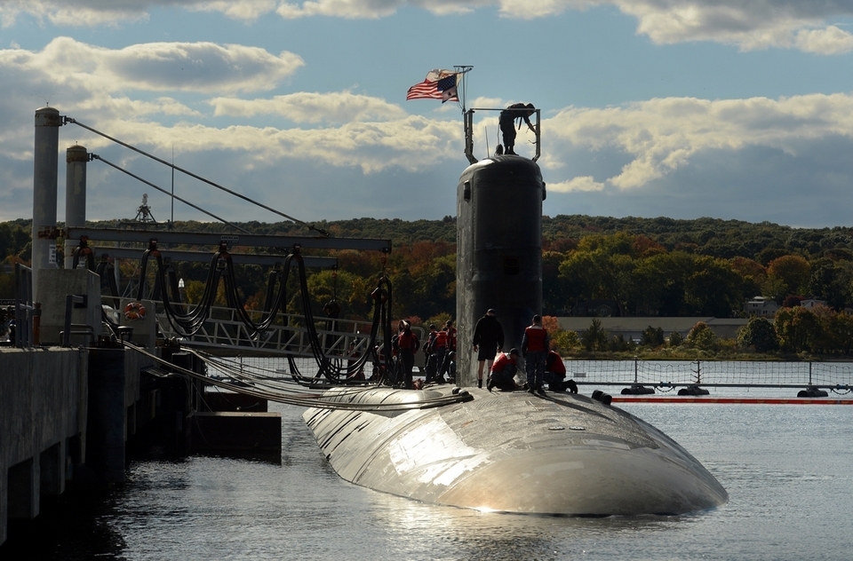 USS California ties up at the pier at U.S. Naval Submarine Base New London