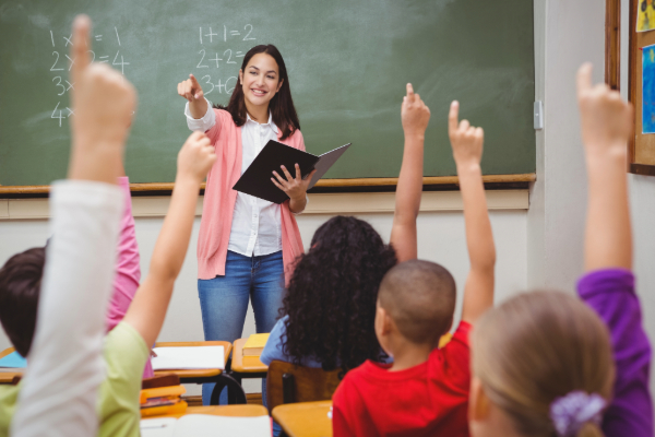 Teacher in front of classroom