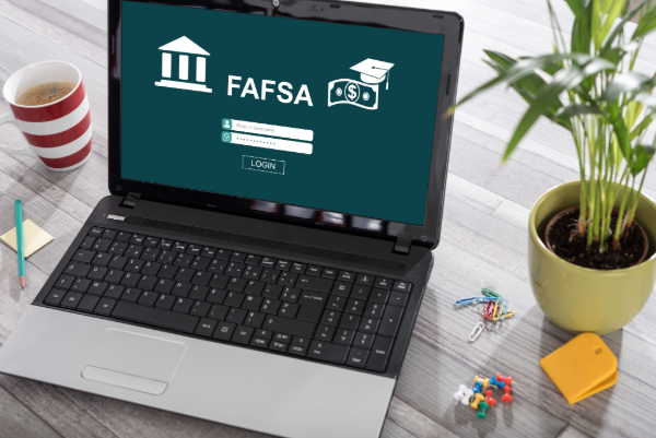 Laptop showing financial aid form