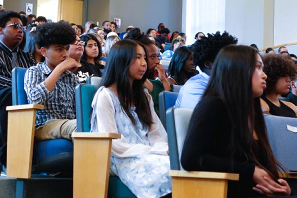 Diverse group of students in a campus