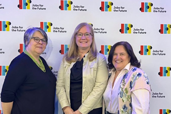 Michelle Furhman, Tracy Ariel Khristina Testa-Buzzee at at the third U.S. Economic Development Administration Good Jobs Challenge convening organized by Jobs for the Future and the EDA