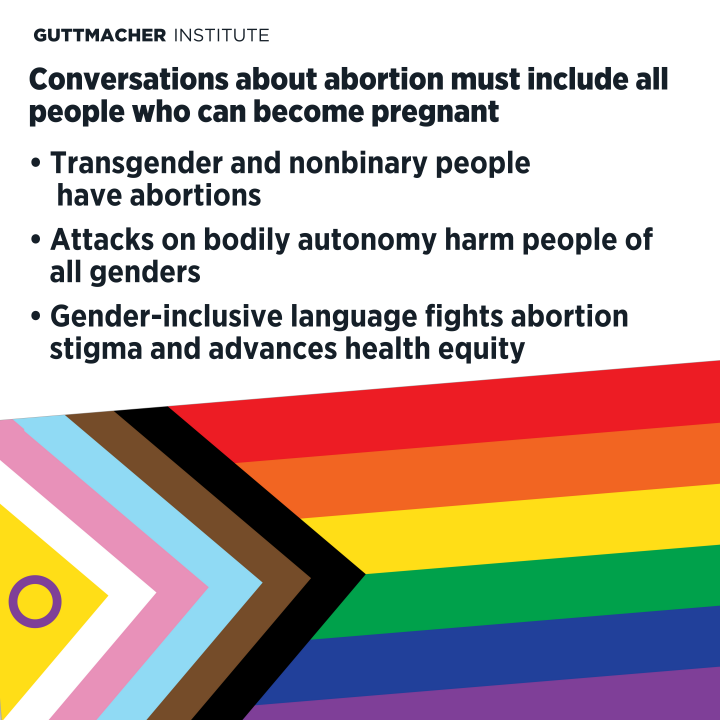 image with flag discussing abortion rights for transgender and nonbinary people