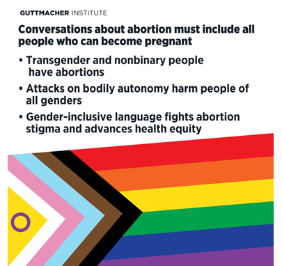 image with flag discussing abortion rights for transgender and nonbinary people