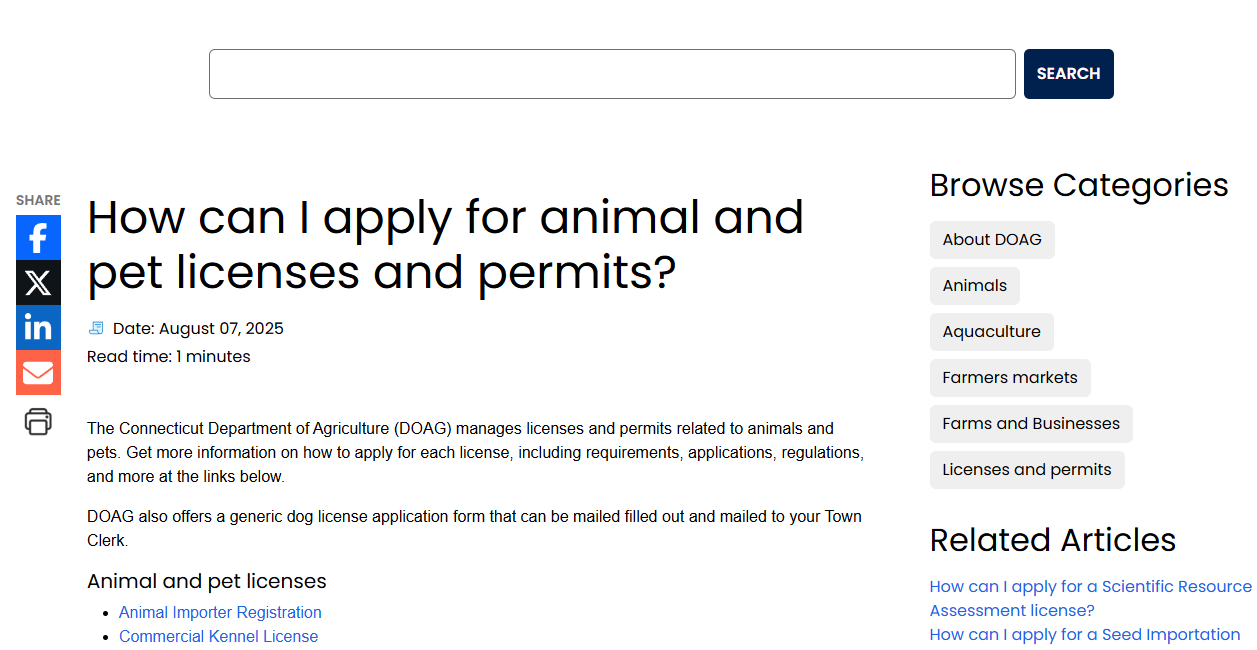 Screenshot of a knowledge base article