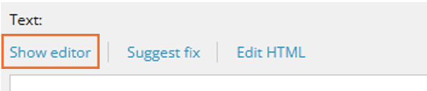 Callout on show editor to show where to click to launch the rich text editor