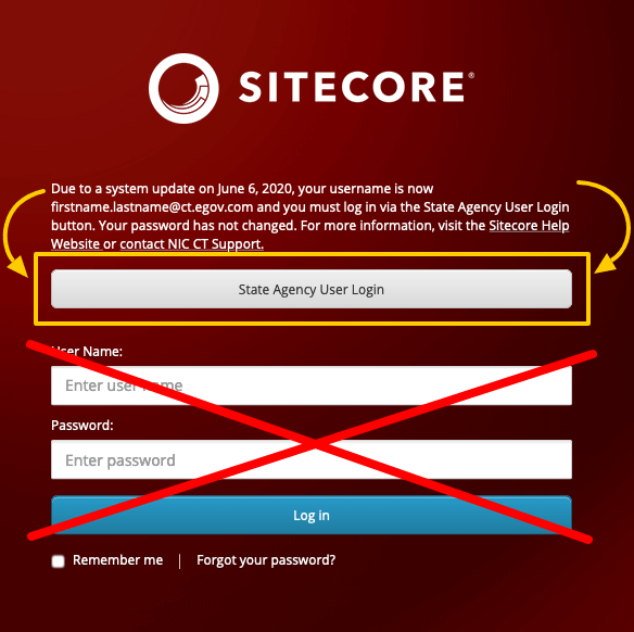 State Agency User Login button highlighted