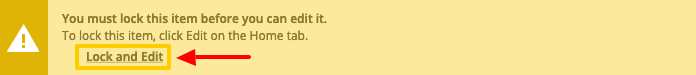 Yellow Message Bar - Lock and Edit