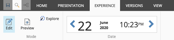 Experience Editor Ribbon - Experience Tab