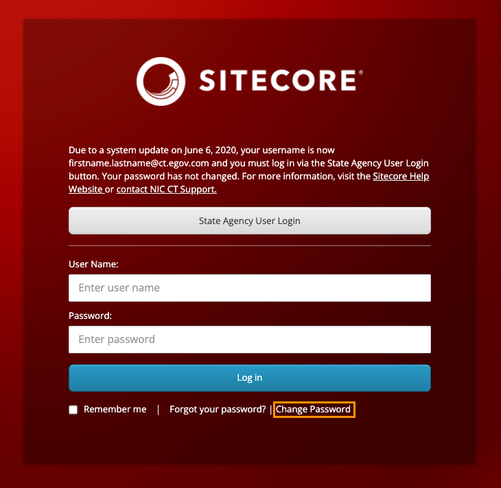 Change Password link