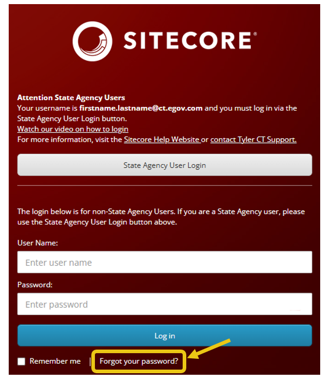 Forgot Password link highlighted