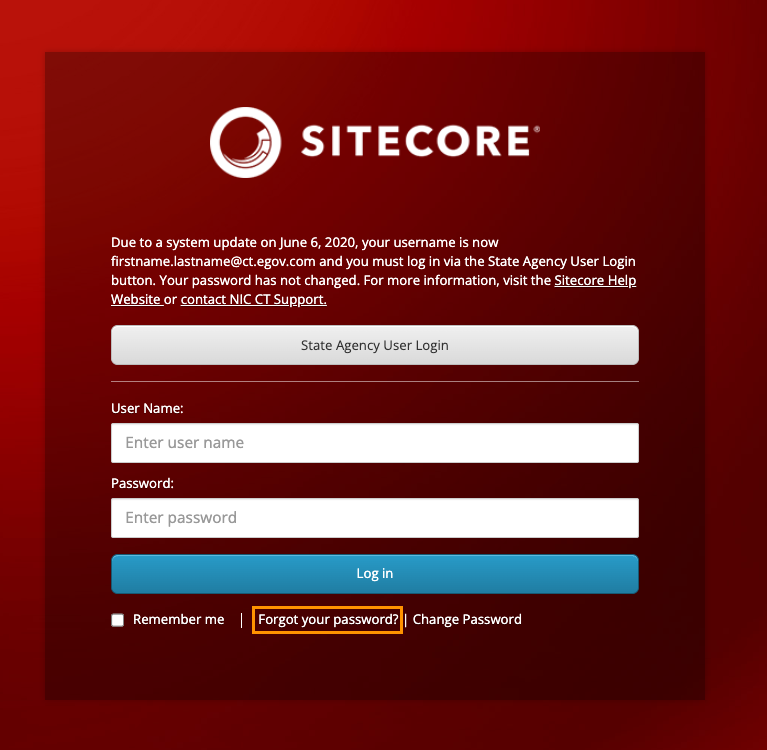 Forgot Password link highlighted