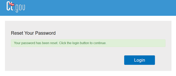 Password reset success message