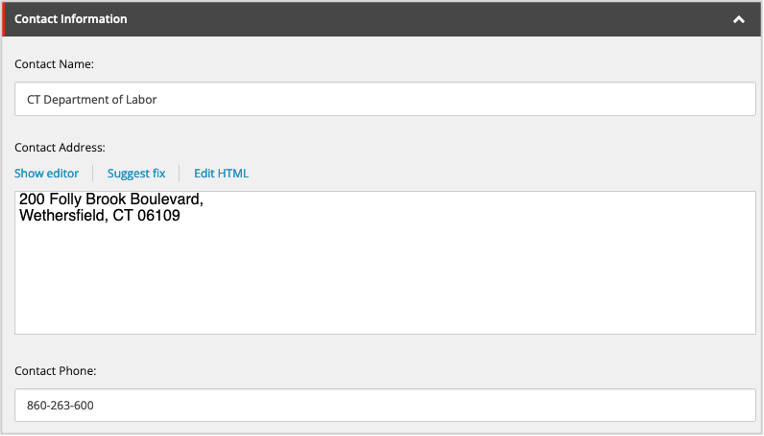 Agency Footer Contact Information