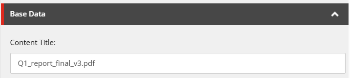 Screenshot showing content title field that can be altered.