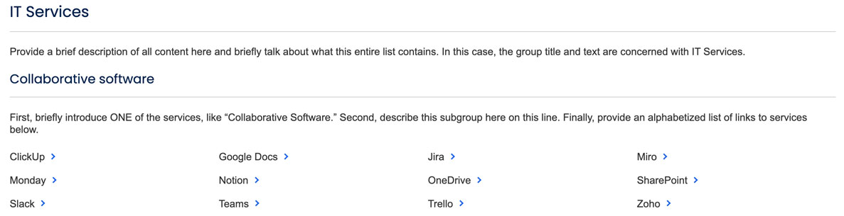 Link List Group component