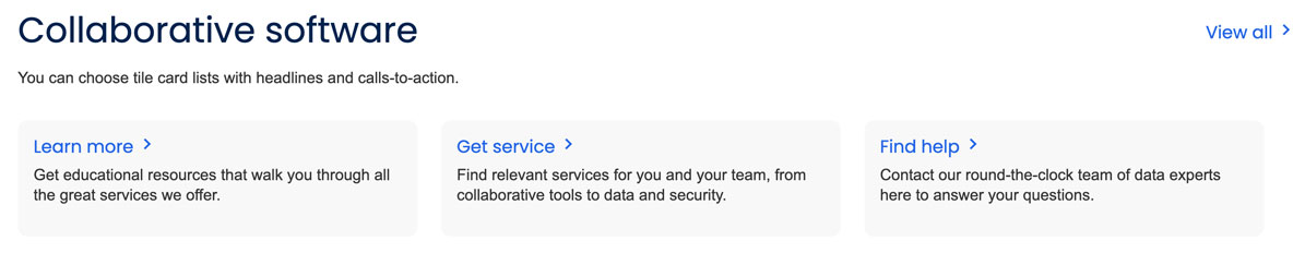Tile card list component. 