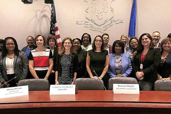Lieutenant Governor with the Secretary of State and a Coalition of CT Women.