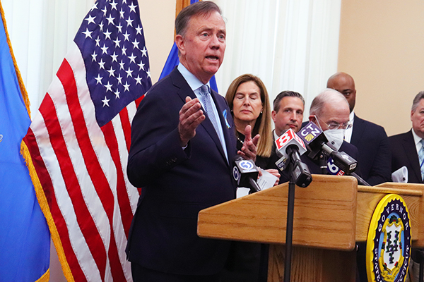 Governor Lamont giving a Press Conference