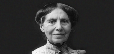black and white photo of Clara Barton with a lace collar